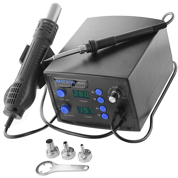 Многофункциональная паяльная станция 2 в 1 МЕГЕОН 00207 купить по низкой цене | МАКСПРОФИТ